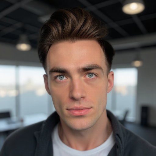 Professional AI headshot of a man with tech background