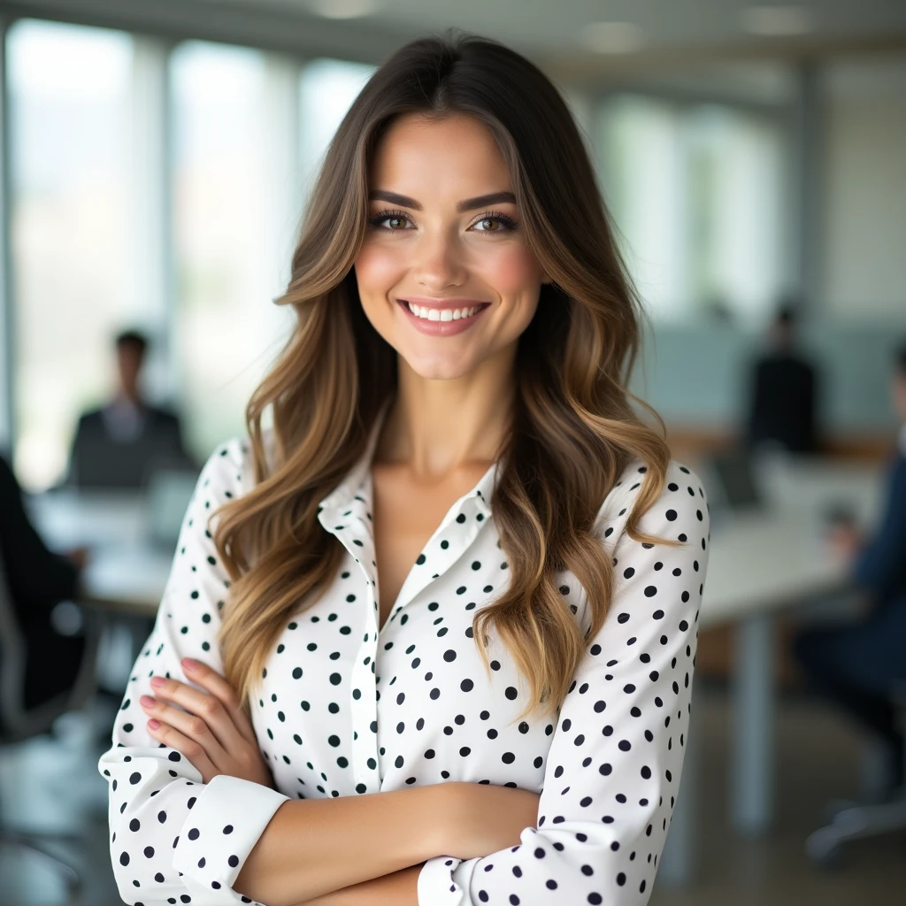 Professional AI headshot of a woman with professional background